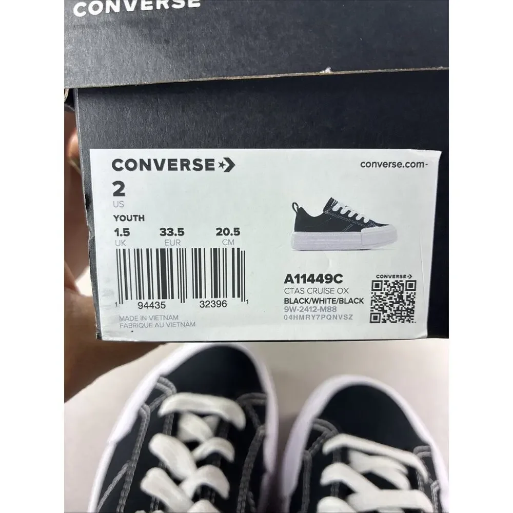 Converse CTAS Slip Resistant Height Increasing Low Top Kids Canvas A11449C Sz 2